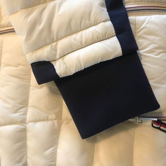 Tommy Hilfiger packable puffer jacket hood white/blue women S preppy coastal Y2K - Picture 5 of 9
